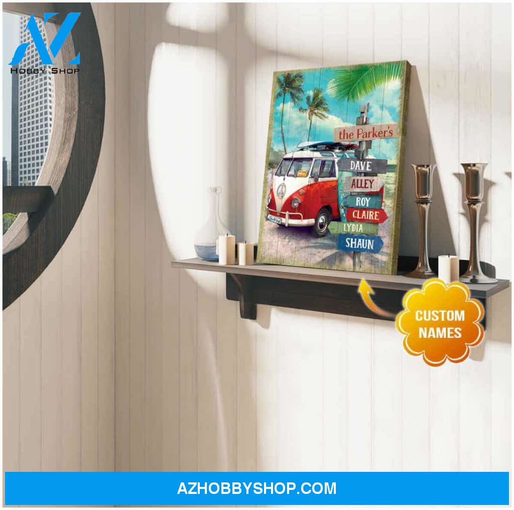 Beach and Camper Family Canvas Wall Art Decor, Wall Decor Visual Art