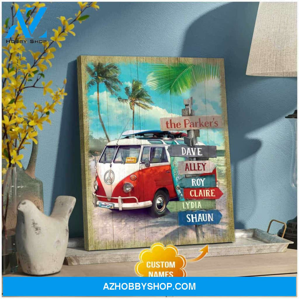 Beach and Camper Family Canvas Wall Art Decor, Wall Decor Visual Art