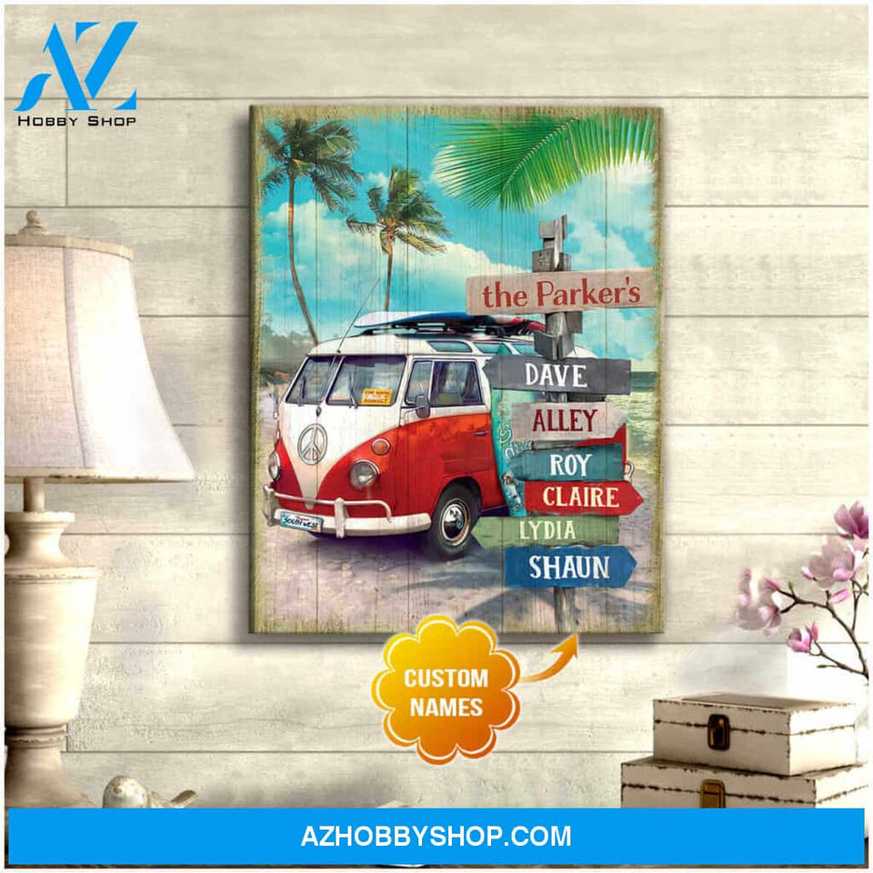 Beach and Camper Family Canvas Wall Art Decor, Wall Decor Visual Art
