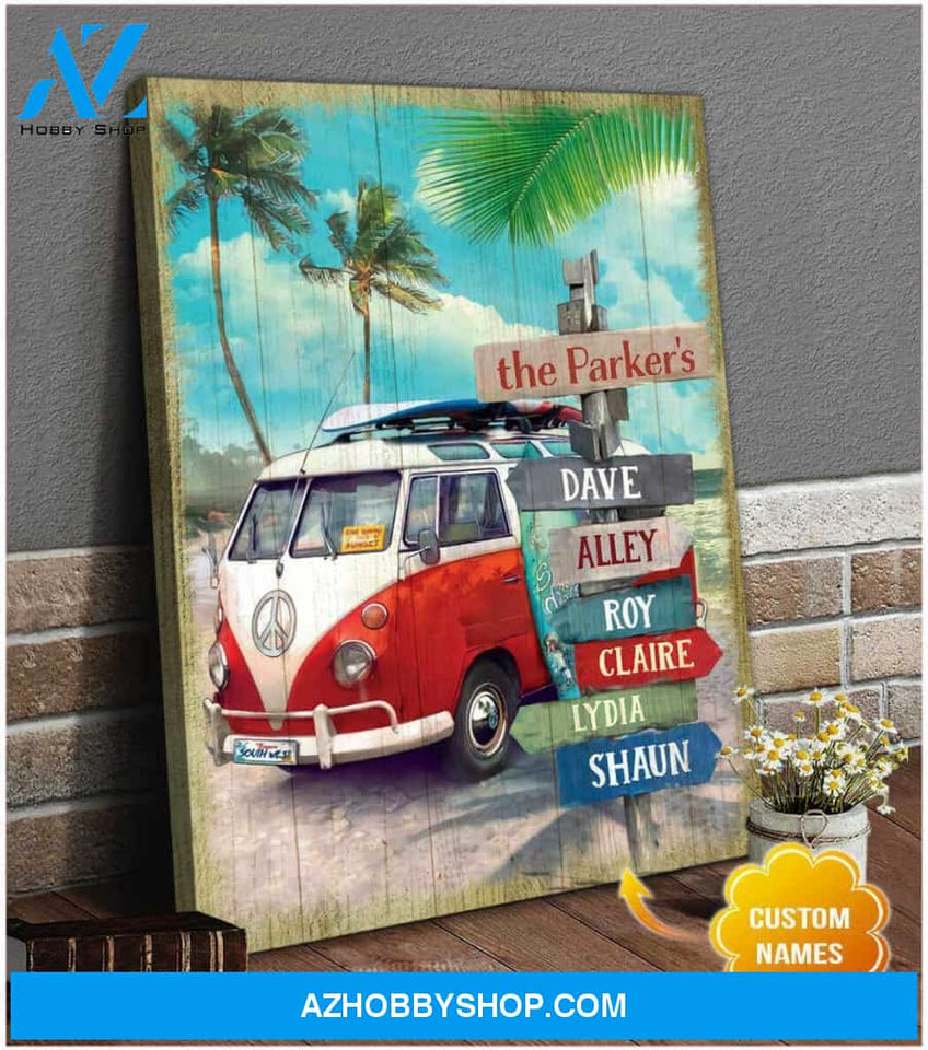 Beach and Camper Family Canvas Wall Art Decor, Wall Decor Visual Art