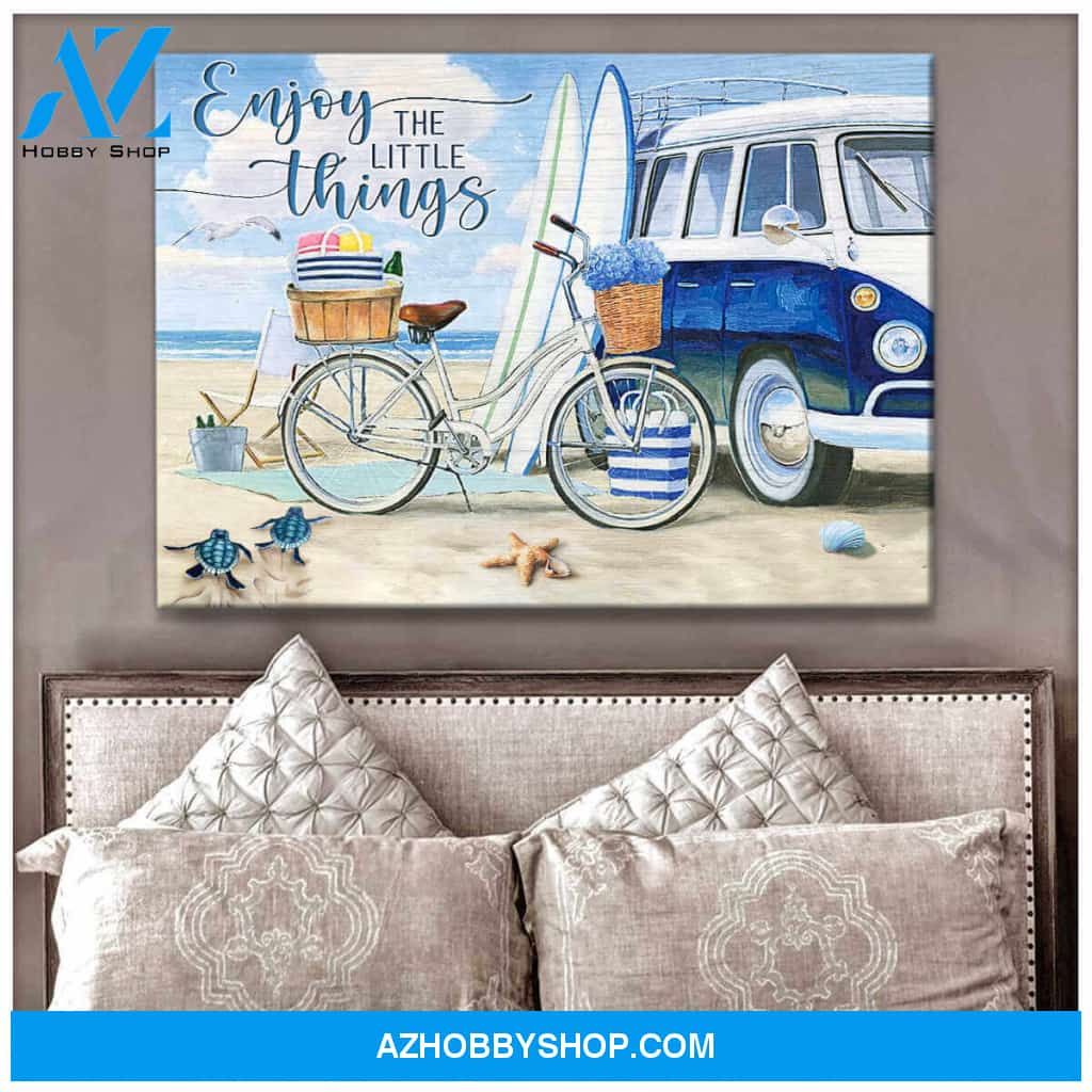 Beach And Turtle Enjoy The Little Things Canvas Wall Art Decor, Wall Decor Visual Art