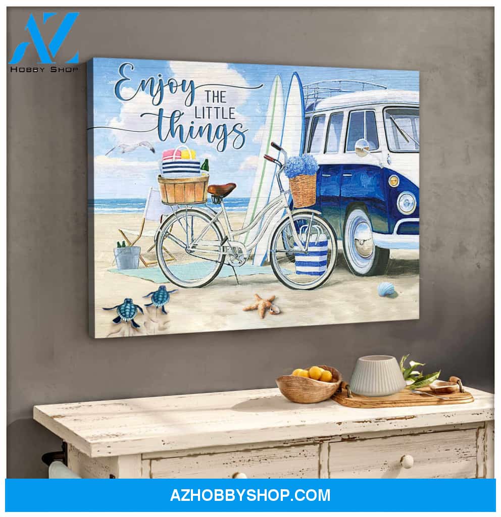Beach And Turtle Enjoy The Little Things Canvas Wall Art Decor, Wall Decor Visual Art