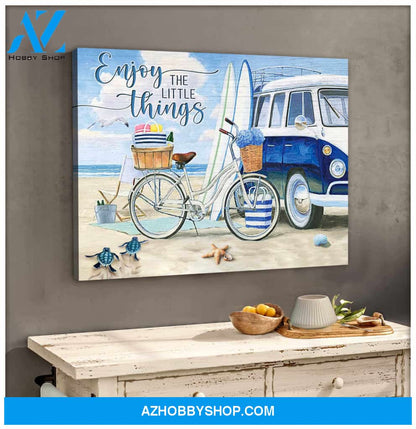 Beach And Turtle Enjoy The Little Things Canvas Wall Art Decor, Wall Decor Visual Art