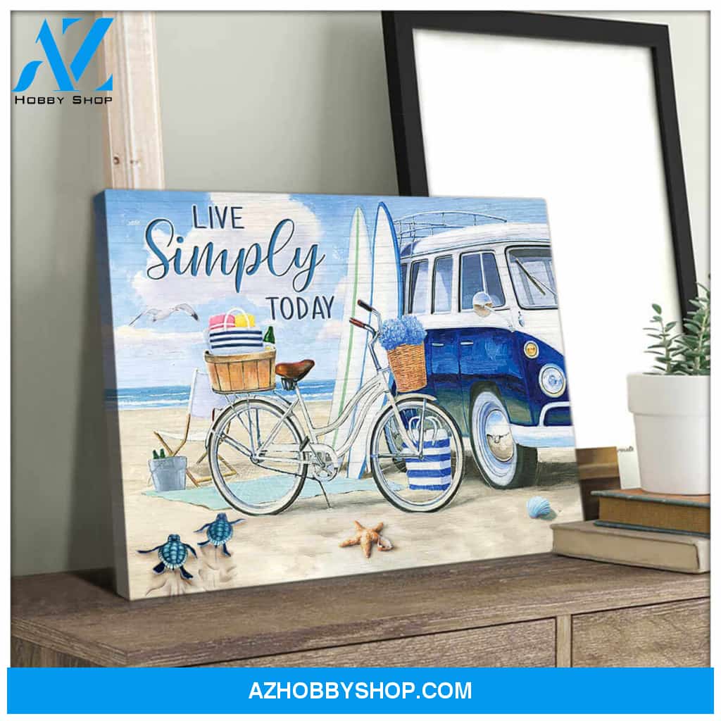 Beach And Turtle Live Simply Today Canvas Wall Art Decor, Wall Decor Visual Art