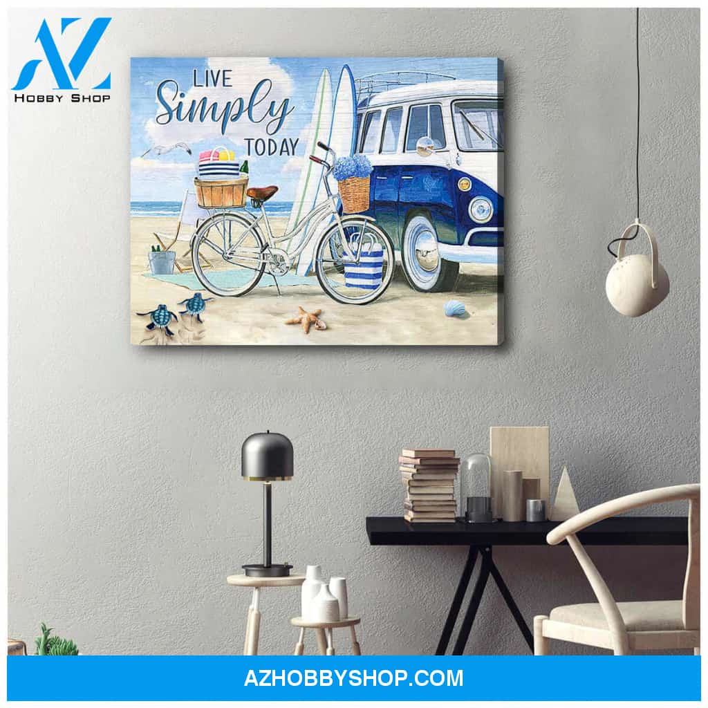 Beach And Turtle Live Simply Today Canvas Wall Art Decor, Wall Decor Visual Art