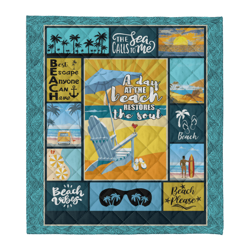 Beach Blanket, A Day At Beach Restores The Soul, Gift For Beach Lover
