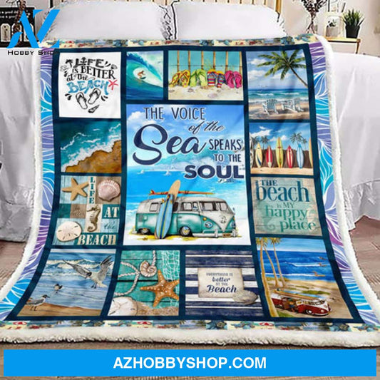 Beach Blanket, The Voice of the Sea Speaks to the Soul Fleece Blanket