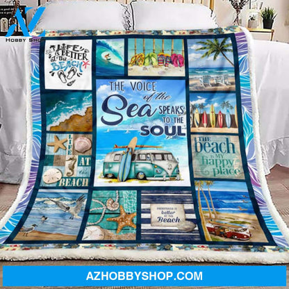 Beach Blanket, The Voice of the Sea Speaks to the Soul Fleece Blanket