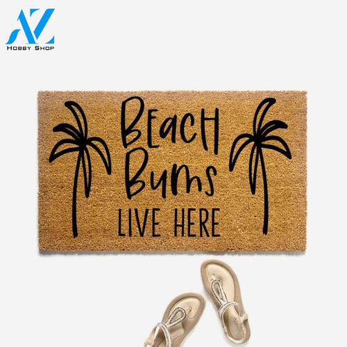 Personalized Name Family House Beach Bums Live Here - Beach House Doormat Housewarming Gift Family Welcome Mat Gift For Friend Family