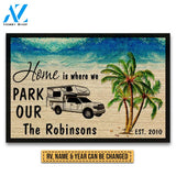 Beach Camping Where We Park Custom Doormat, RV Decor, Camping Gift