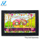 Beach Floral Happy Camper Personalized Doormat - 18" x 30"