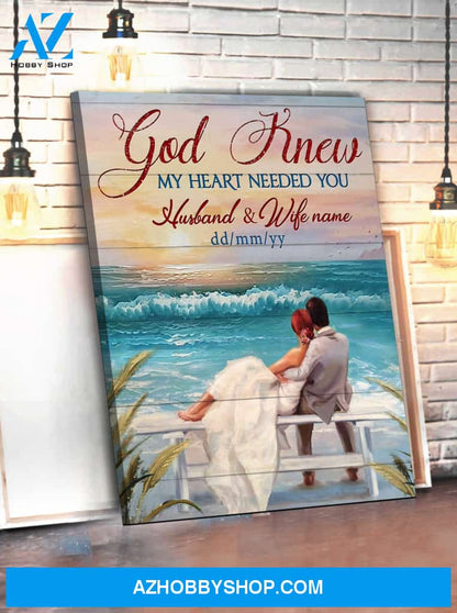 Beach God Knew My Heart Needed You Canvas Wall Art Decor, Wall Decor Visual Art