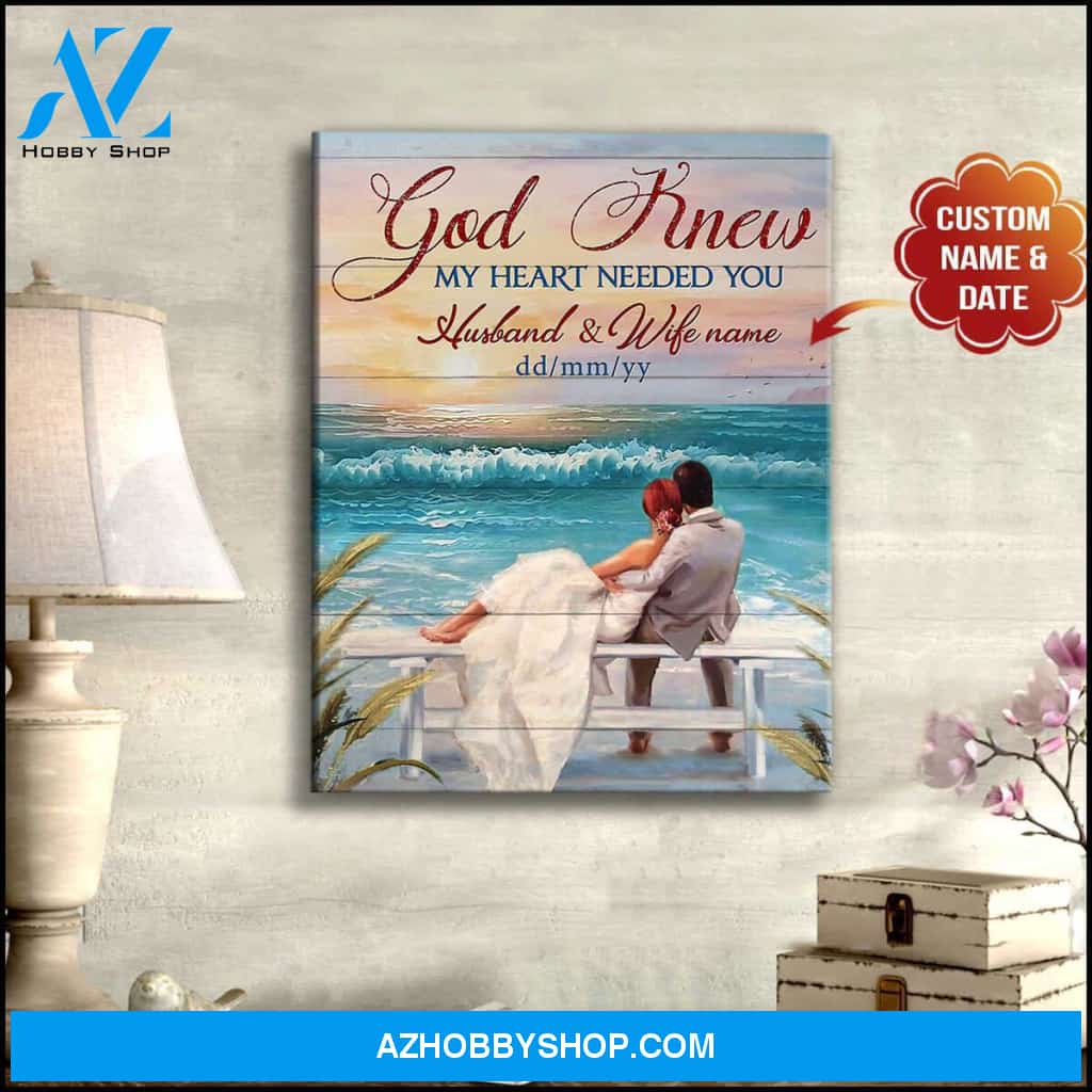 Beach God Knew My Heart Needed You Canvas Wall Art Decor, Wall Decor Visual Art