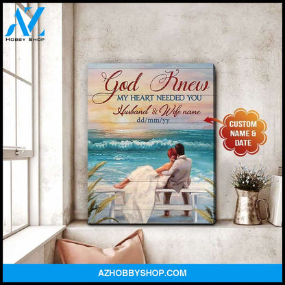 Beach God Knew My Heart Needed You Canvas Wall Art Decor, Wall Decor Visual Art