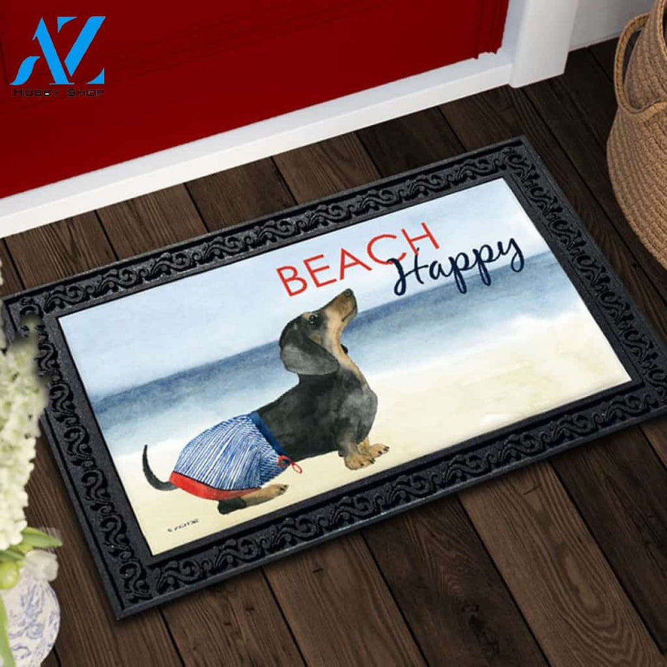 Beach Happy Dachshund Doormat - 18" x 30"