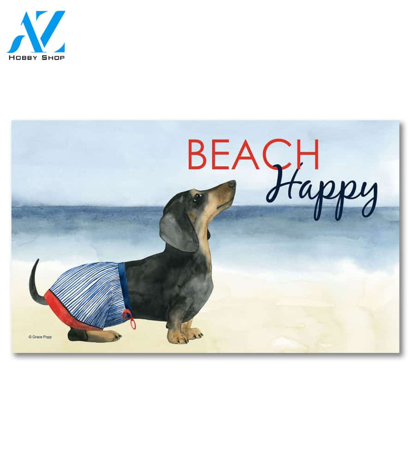 Beach Happy Dachshund Doormat - 18" x 30"