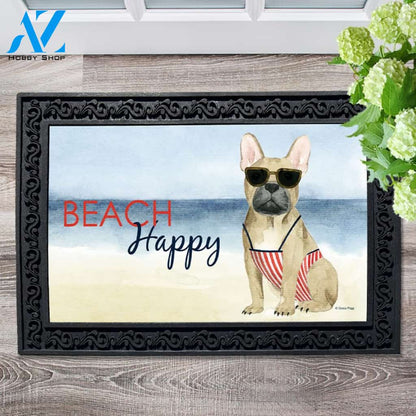 Beach Happy Frenchie Doormat - 18" x 30"