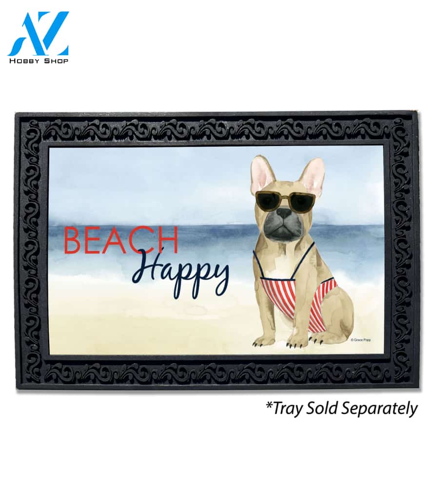 Beach Happy Frenchie Doormat - 18" x 30"