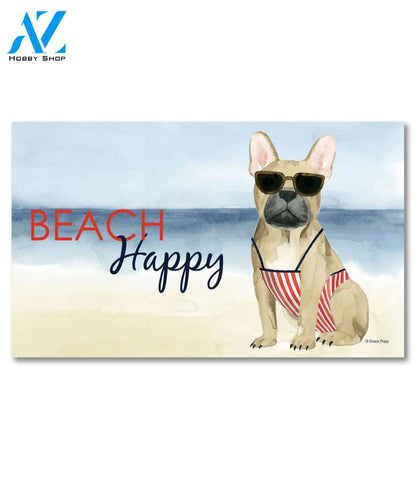 Beach Happy Frenchie Doormat - 18" x 30"