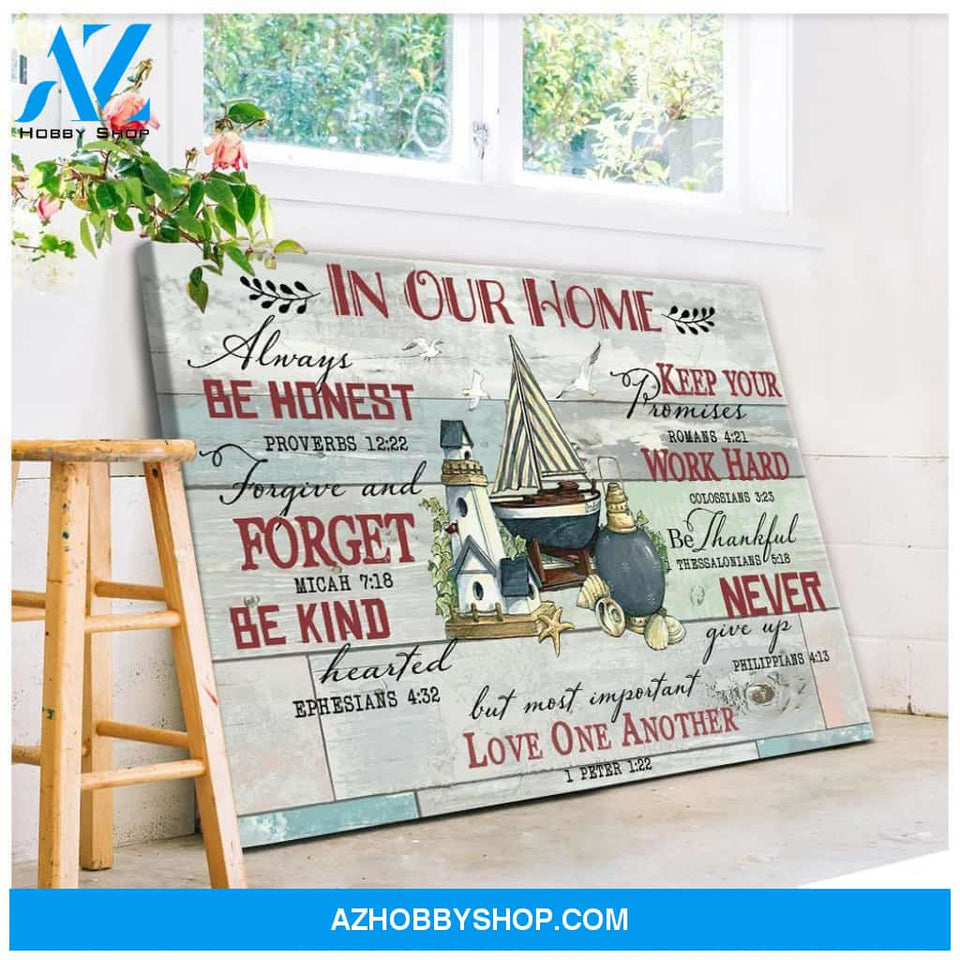 Beach House In Our Home Always Be Honest Home Decor Horizontal Canvas