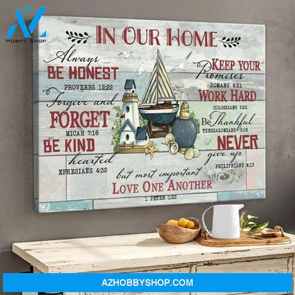 Beach House In Our Home Always Be Honest Home Decor Horizontal Canvas