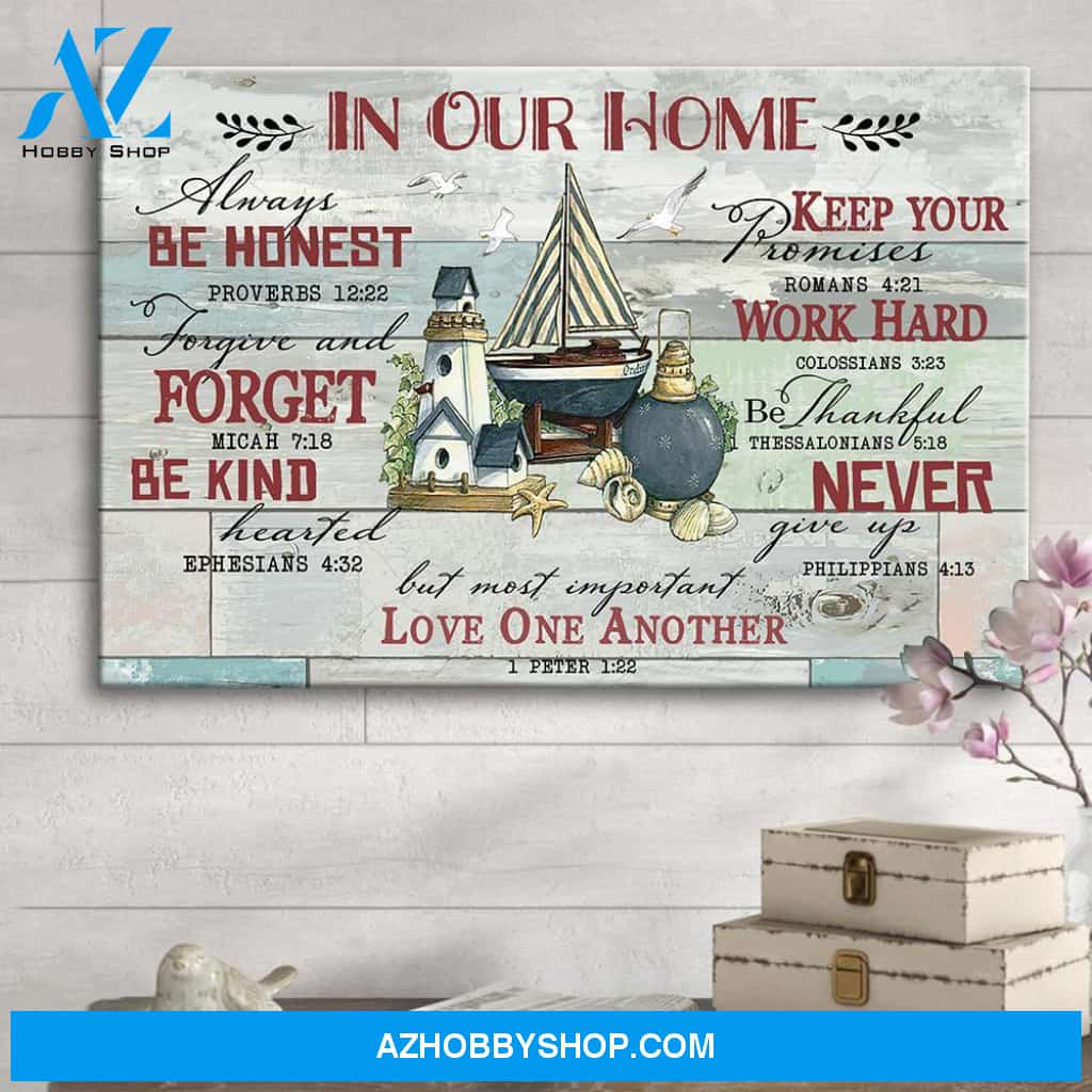 Beach House In Our Home Always Be Honest Home Decor Horizontal Canvas