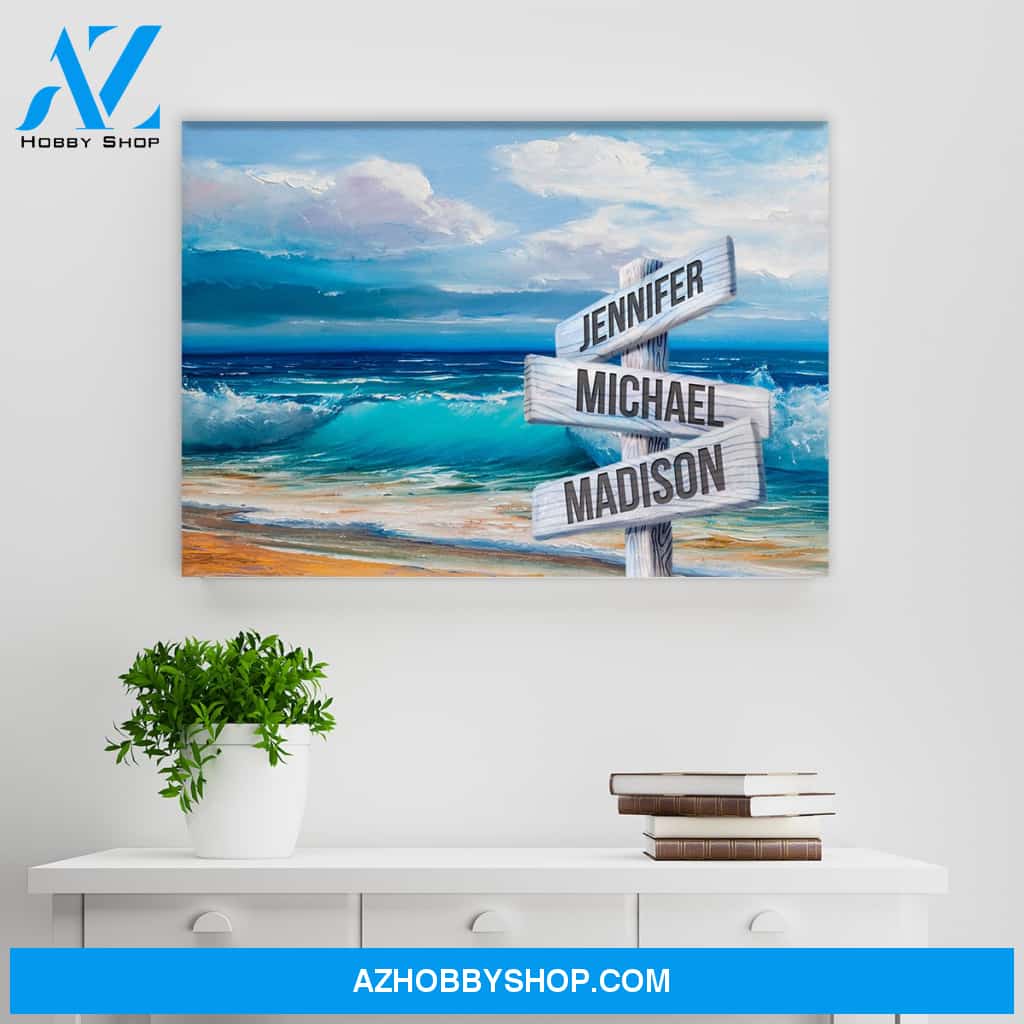Beach Oil Painting Color Multi-Names Premium Canvas
