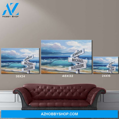 Beach Oil Painting Color Multi-Names Premium Canvas