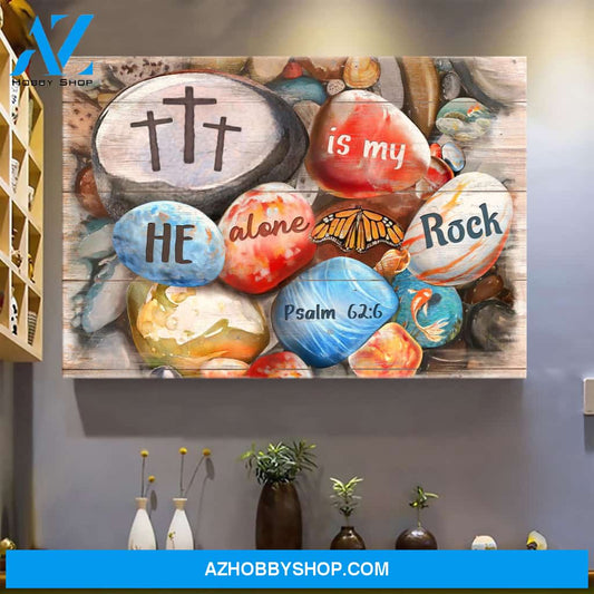 Beach rock - He alone is my rock - Jesus Landscape Canvas Prints, Wall Art