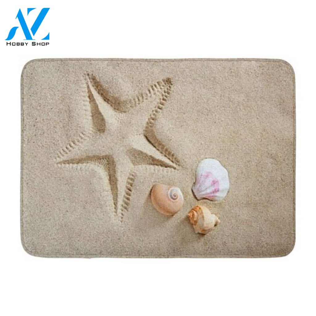 Beach Sand Starfish Printed and Sea Shells Like Summer Vacation Beautiful Doormat Indoor And Outdoor Doormat Warm House Gift Welcome Mat Birthday Gift For Beach Lover