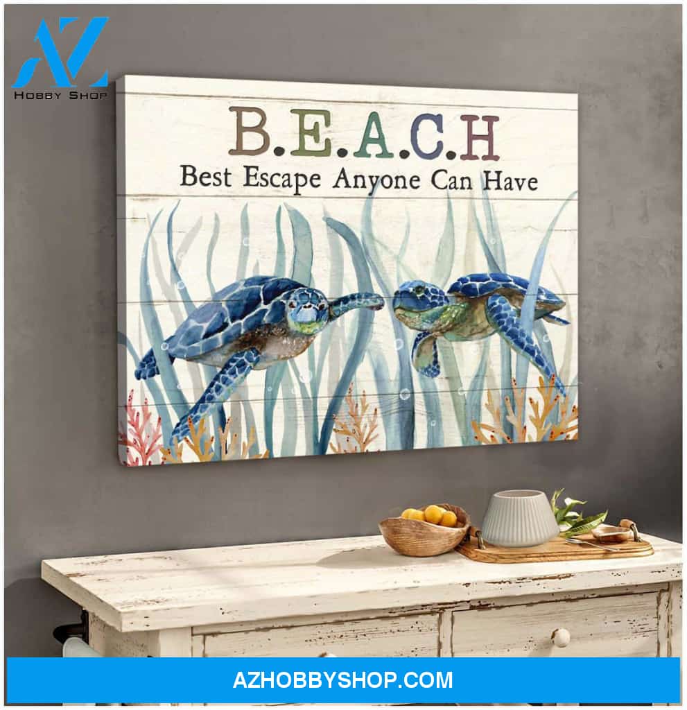 Beach Turtle Canvas Wall Art Decor, Wall Decor Visual Art