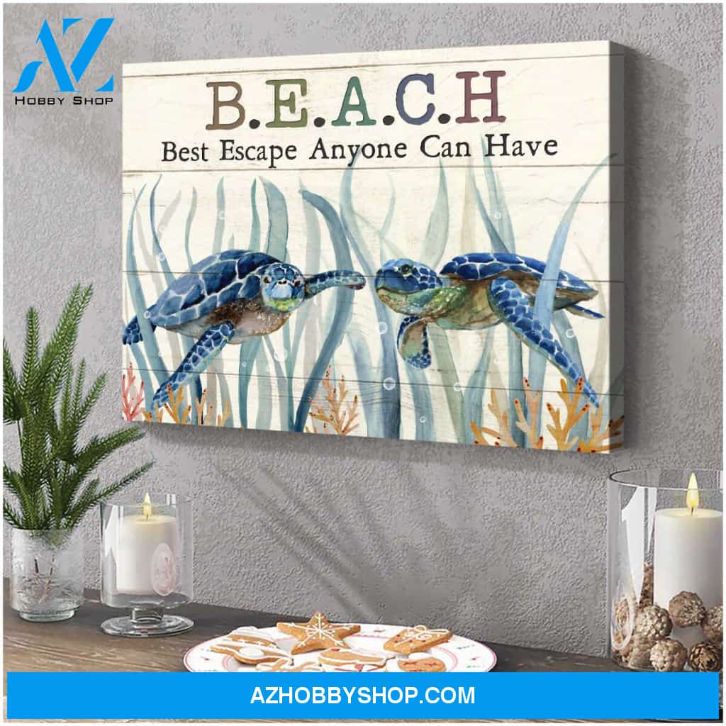Beach Turtle Canvas Wall Art Decor, Wall Decor Visual Art