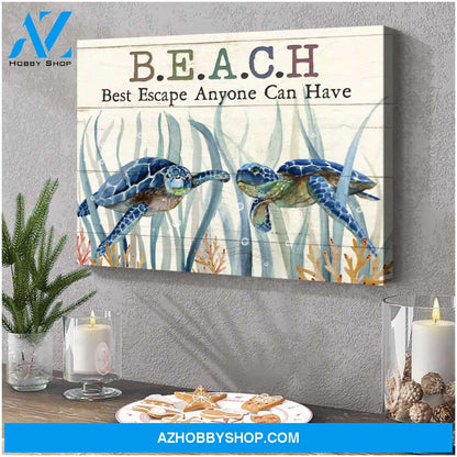 Beach Turtle Canvas Wall Art Decor, Wall Decor Visual Art