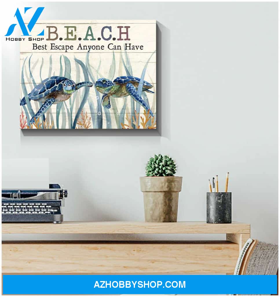 Beach Turtle Canvas Wall Art Decor, Wall Decor Visual Art