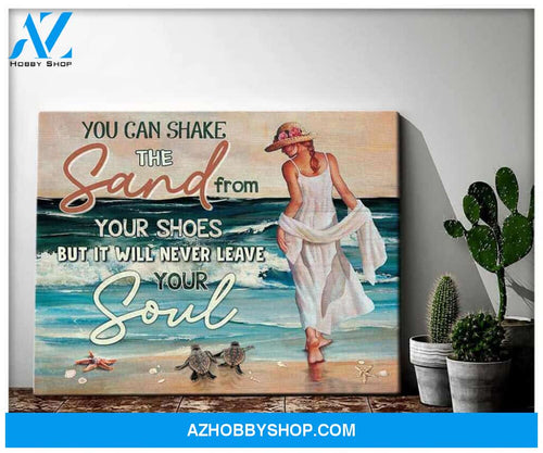 Beach Turtle Canvas You Can Shake The Sand From Your Shoes Wall Art Decor, Wall Decor Visual Art