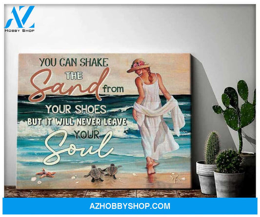 Beach Turtle Canvas You Can Shake The Sand From Your Shoes Wall Art Decor, Wall Decor Visual Art