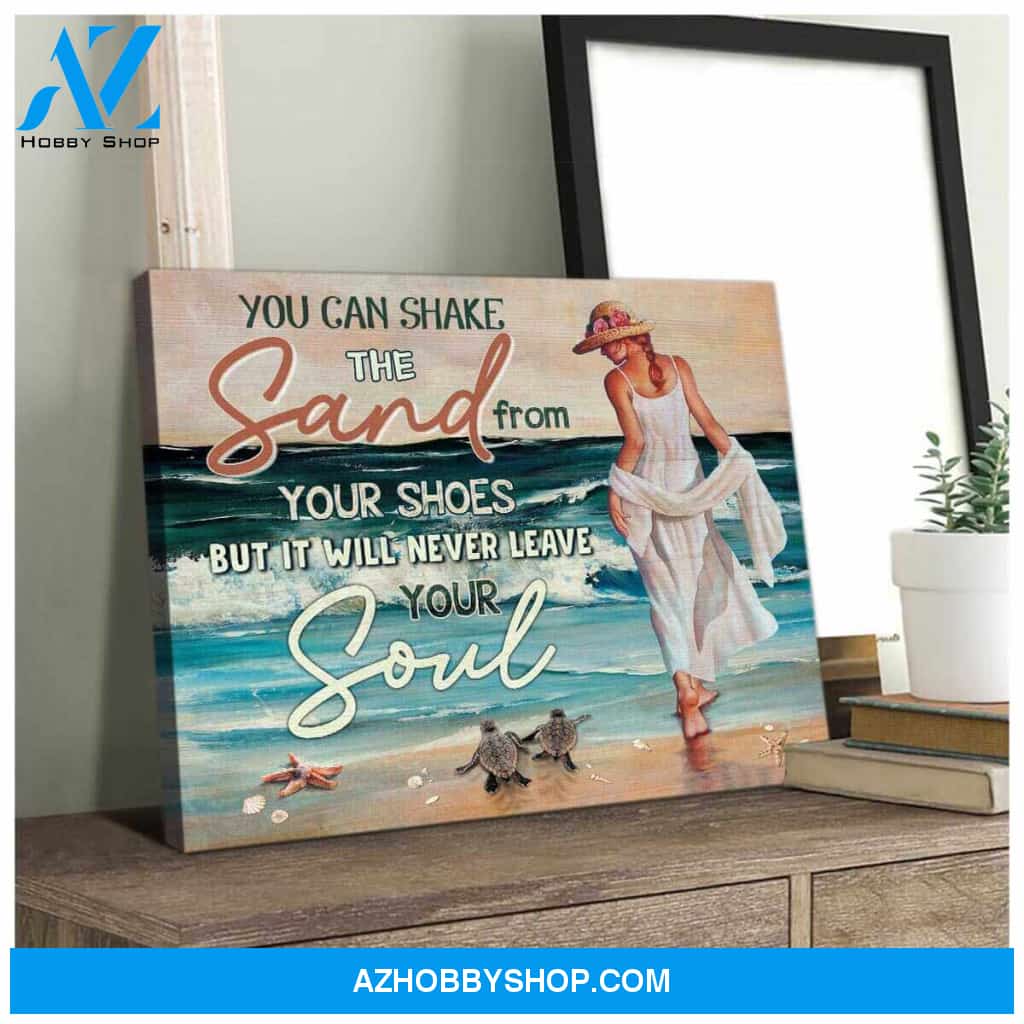 Beach Turtle Canvas You Can Shake The Sand From Your Shoes Wall Art Decor, Wall Decor Visual Art