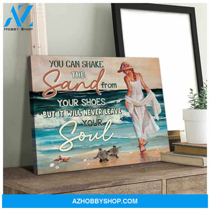 Beach Turtle Canvas You Can Shake The Sand From Your Shoes Wall Art Decor, Wall Decor Visual Art