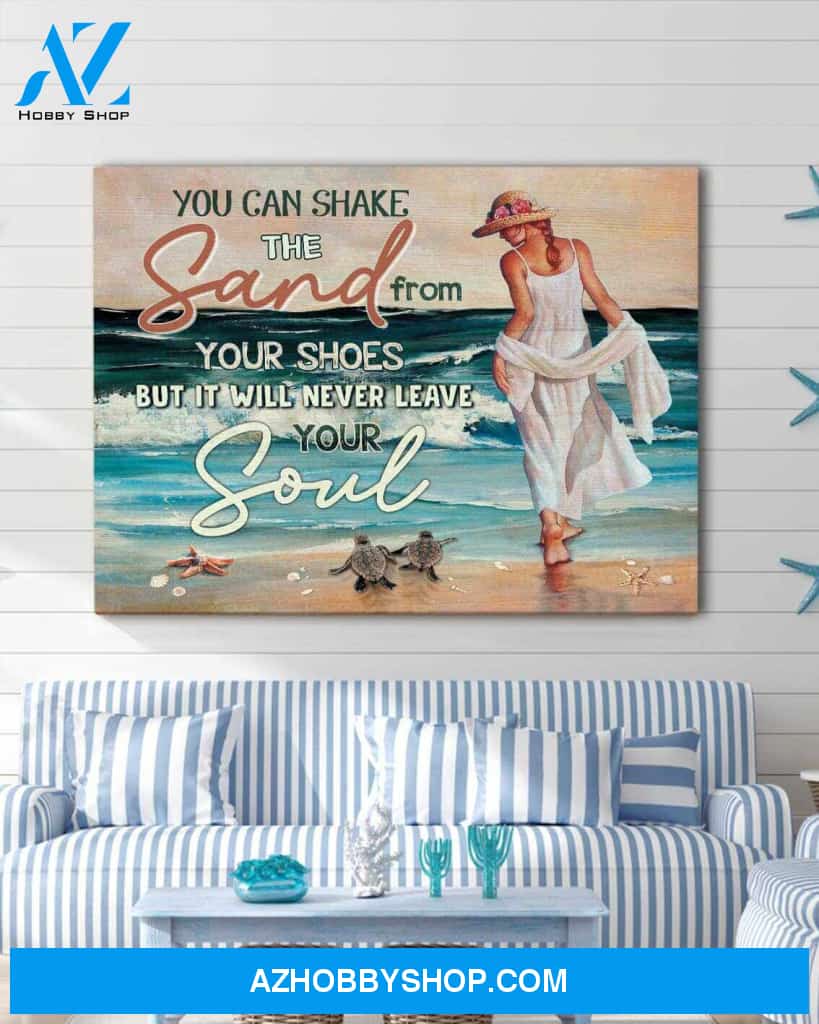 Beach Turtle Canvas You Can Shake The Sand From Your Shoes Wall Art Decor, Wall Decor Visual Art