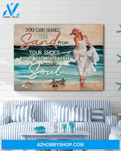 Beach Turtle Canvas You Can Shake The Sand From Your Shoes Wall Art Decor, Wall Decor Visual Art