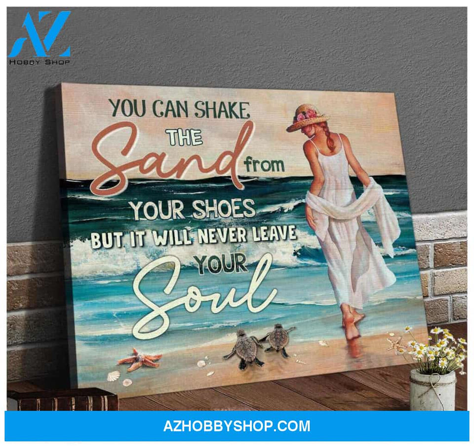 Beach Turtle Canvas You Can Shake The Sand From Your Shoes Wall Art Decor, Wall Decor Visual Art