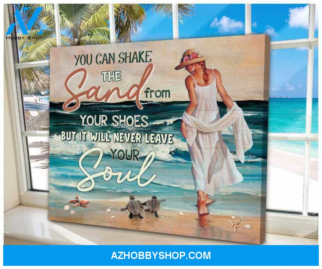 Beach Turtle Canvas You Can Shake The Sand From Your Shoes Wall Art Decor, Wall Decor Visual Art