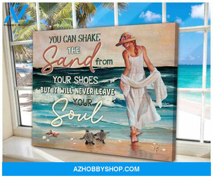 Beach Turtle Canvas You Can Shake The Sand From Your Shoes Wall Art Decor, Wall Decor Visual Art