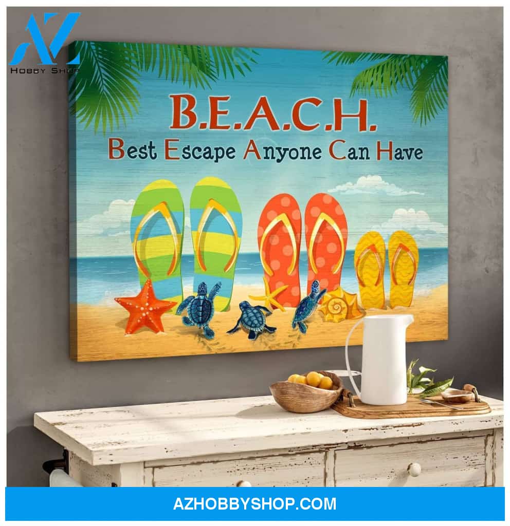 Beach Turtle Wall Art Canvas, Wall Decor Visual Art