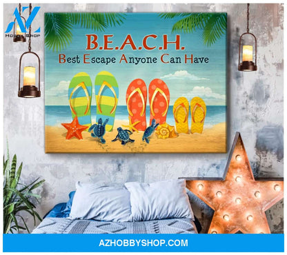 Beach Turtle Wall Art Canvas, Wall Decor Visual Art