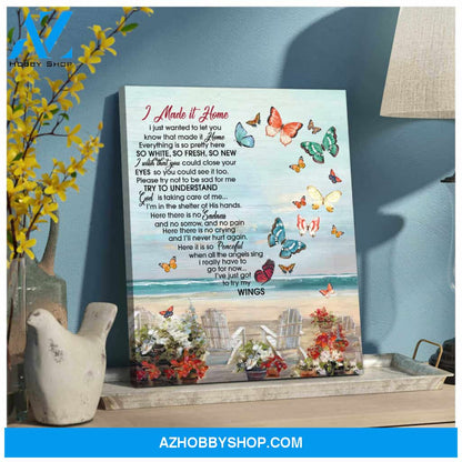 Beachhouse and Butterflies Memorial Canvas I made it home Wall Art Decor, Wall Decor Visual Art