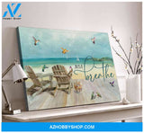 Beachhouse and Hummingbird Canvas Just Breathe Wall Art Decor
