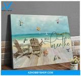 Beachhouse and Hummingbird Canvas Just Breathe Wall Art Decor