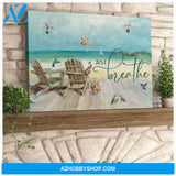 Beachhouse and Hummingbird Canvas Just Breathe Wall Art Decor
