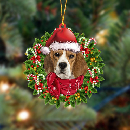 Godmerch- Ornament- beagle-Xmas Bandana Hanging Ornament, Happy Christmas Ornament, Car Ornament